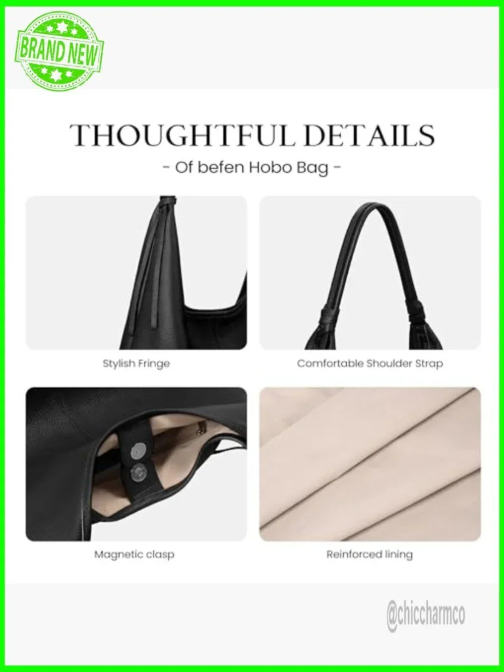 Genuine Leather Slouchy Hobo Tote with Magnetic Closure, 8.8L Capacity